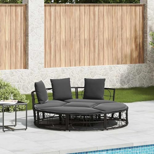 Festnight Sonneninsel Outdoor Gartenmuschel Sonnenliege 2 Personen Lounge Muschel Gartenlounge Outdoor Gartenbett Doppelliege Sonnenbett Liegeinsel Gartenliege Liegemuschel