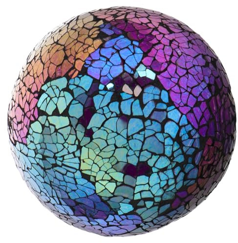 DONFAMDS 4-inch Mosaic Glass Decorative Sphere Ball Bright Purple 10cm Ornamental Glass Ball for Garden and Home Table Centerpiece 3pcs Hanging