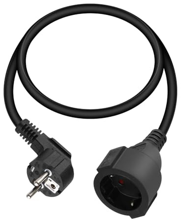 YANBORONSN 90 Grad Kurz Schuko Verlängerungskabel,3G1,5mm² mit Stecker auf Buchse Schutzkontakt Verlängerung Kabel Schwarz