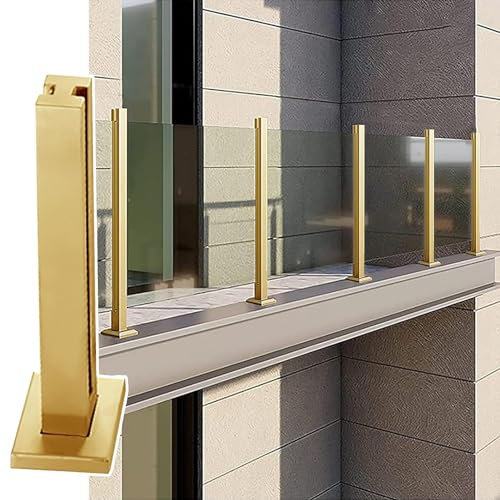 RAABYU Poteau de Garde-Corps en Verre doré pour Balcon extérieur, système de poteaux de Garde-Corps en Verre, Poteau de séparat