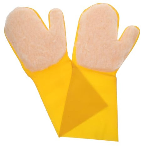Abaodam Pool Cleaning Gloves Mitts 2 Pcs Latex Material for Warmth Retention Waterproof Enhanced Grip for Spa Swimming Pools Yellow