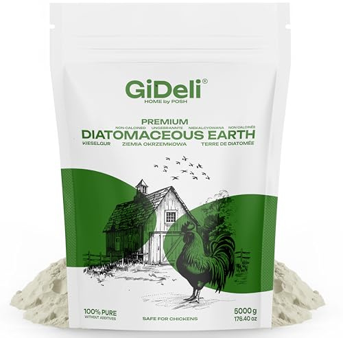 GiDeli Kieselgur 5kg - Diatomeenerde für Hühner & Garten - Amorphes Silikatpulver aus fossilen Kieselalgen, hohe Absorption, als Einstreuzusatz und für das Sandbad geeignet | Saisonvorrat im Standbeutel, zum Umfüllen in den eigenen Behälter, platzsparend, für Nest, Badeplatz und Beetkante