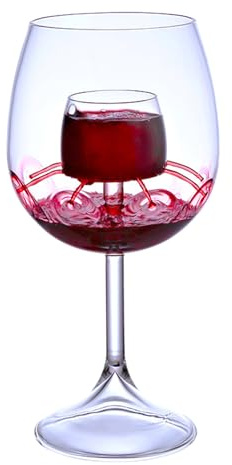Genérico Hotel Wine Glasses – Fountain Style Cup Set, Flat Base Goblet Decanter | Artistic Glass Structure, Home Collection, Swirl Effect, Decorative Table Piece for Party Lounge