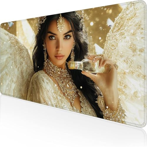 Alfombrilla Ratón XXL 1600x800x3mm, Blanco Alfombrilla Escritorio Mujer Mouse Pad Gaming con Base de Caucho Antideslizante e Impermeable Almohadilla Teclado, Protector Escritorio para Oficina D1-428