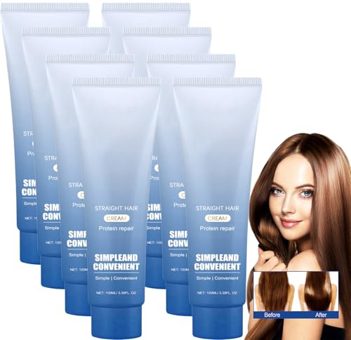 Protein-Korrektur Haar-Glättungscreme, Haar-Glätter-Creme – Nährende Schnelle Glättung, Seide & Glanz Protein-Korrektur Haarcremes, Glätten & Pflegen 2-in-1 (8 PCS)