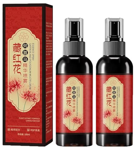 Safran-Haarschwärzungsspray, Polygonum Multiflorum Serumspray, natürliches Pflanzenspray für graues bis schwarzes Haar, glättet Frizz