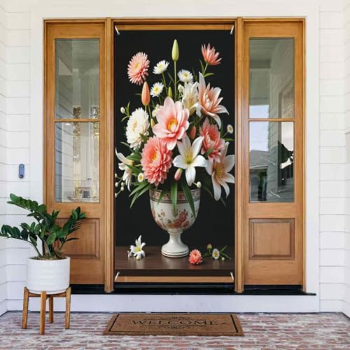 Türabdeckungen Dekorationen – Moderner Blumenstrauß-Druck Nr. 126 Herbst Winter Türbanner für Vorderseite, Frühling-Sommer-Schild, Abdeckung, Banner, hängender Hintergrund für Außen- und Innenabend