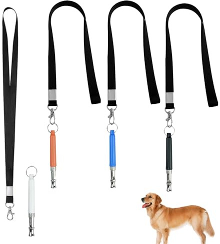 4 Stück Hundepfeife Rütter Rückruf mit Lanyard,Hundepfeife Hochfrequenz Lautlos,Erziehungshilfen für Hunde Pfeifen,Hundetraining Hundepfeifen für Hören Sie Auf Zu Bellen und Trainieren Sie Ihren Hund