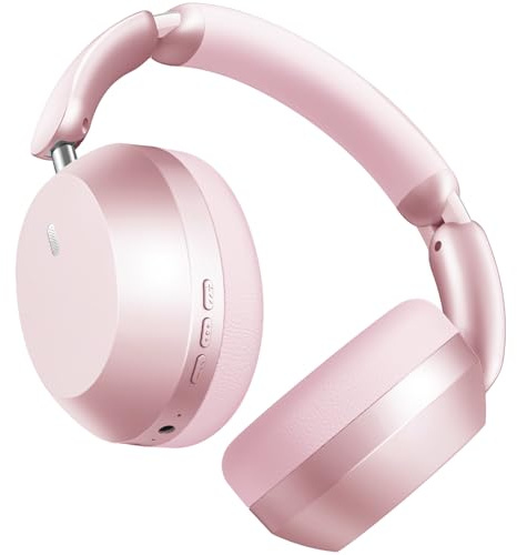 Wentronic Y04 Bluetooth 5.3 Wireless Over-Ear Headphones with Active Noise Cancelling & Hi-Res Sound, 48H Playtime, Soft Comfort Earcups – Travel, Office & Home – iOS, Android & PC – Pink