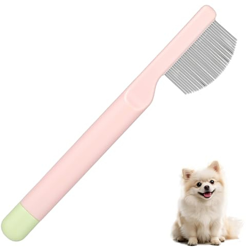 Pet Facial Grooming Comb, Dog Flea Comb, Stainless Steel Dog Eye Comb, Round-Tip Arc Teeth, Stress-free Tear Stain Remover for Dogs & Cats Fit Yorkie, Shih Tzu, Maltese Maltipoo Pomeranian