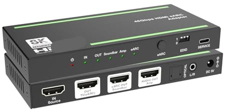 YVAAASIYC Extractor eARC 4K 120 Hz 2.1, Divisor de 48 Gbps, convertidor 8K 60 for PS5