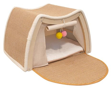 Generico Tienda para gatos | Casa de descanso y juegos con rascador de sisal – Tienda rascador para gatos | Apta para casa interior, dormitorio, habitación de animales y suelo de invierno