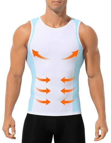 Arjen Kroos Men's Compression Vest Shirt Slimming Body Shaper Tank Top | Stomach Flattener Gyno Shapewear for Beer Belly, Seamless Muscle Undershirt, Invisible Under Suits Workout Daily, S-XXL