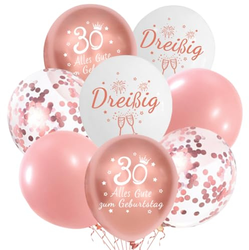 Luftballons 30. Jahre Geburtstag, Deko 30. Geburtstags Mann Frauen. Enthält 20 roségoldene Luftballons – perfekt für die 30. Geburtstagsdekoration.