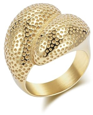 Grewod Damenring Edelstahl 25mm Vintage Massiver Breit Ring Verlobungsringe Eheringe Schmuck Gr.52-62