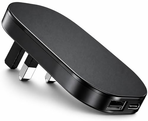 Ultra Slim 30W USB-C PD & USB QC 3.0 Fast Charger, Foldable UK Plug, Dual Port USB-C & USB-A Compact Travel Charger for USB-C Smartphones, Tablets & USB-Powered Devices (Black)
