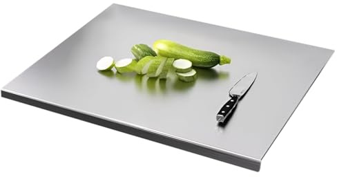 Tabla de Corte de Acero Inoxidable - Bandeja antideslizante para picar, alimentario,Tabla para Carne Verduras Queso Pan,para Carne, Queso, Verduras, Pescado, Uso Doméstico, Campismo,