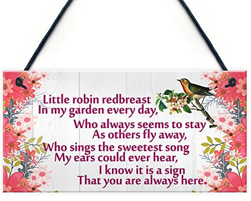 Red Ocean Little Robin Redbreast Cute Hanging Memorial Plaque Gift Christmas Decoration Remembrance Sign
