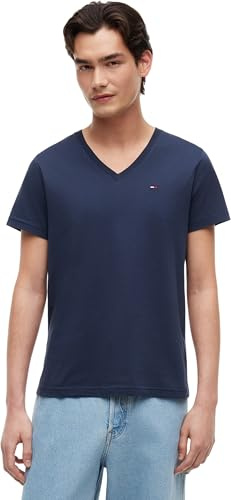 Tommy Jeans Tjm Original Jersey V Neck Tee Dm0dm04410 Top in maglia a maniche corte, Blu (Black Iris), XXL Uomo