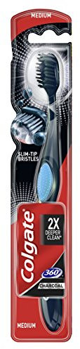 Colgate Toothbrush 360 Charcoal Black Medium Cdu 12, pack of 6