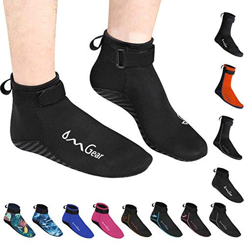 OMGear Neopren strumpor tossor (lågt skuren) för snorkling surfing dykning spjutfiske alla vattensporter och strandaktiviteter (svart, XL (herr 10-11, kvinnor11-12))