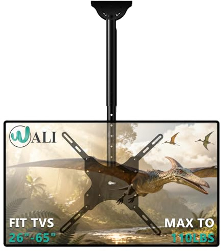 WALI Ceiling TV Mount for 26-65 Inch LCD LED OLED 4K TVs, Hanging Pole Ceiling Mount TV Bracket Up Down, TV Ceiling Mounts for Gym Patio Gazebo, up to 110 lbs, Max VESA 400x400mm (CM2665), Black
