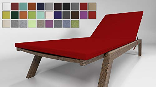 Rollmayer Sitzkissen für Sonnenliege Auflage Polster für Gartenliege Liegestuhl Strandliege Kollektion Vivid (Rot 12, 190x54x4cm - 1 Stück)