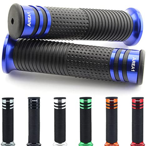 Area1 universal Motorrad Motorroller Lenkergriffe blau 2 Stück 22/24mm kompatibel mit Duke SMC/R MT07/09/125 Z900/650/500/125 YZF CMX CB500 Hornet SV650 GSXS/R GSF TPH NRG Aerox Jetforce Runner