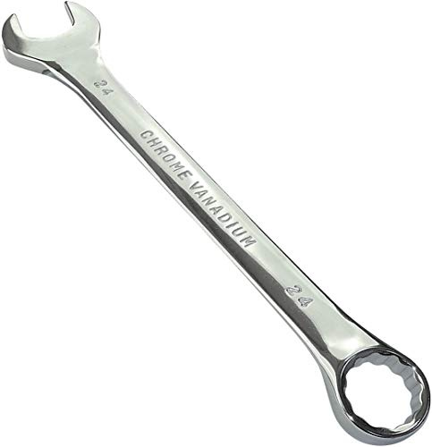 AERZETIX - C45526 - Metrischer Gabelschlüssel 24mm - Gabel und Ring/Öse 12 Seiten - aus CR-V-Stahl zum Festziehen/Zusammenbau - Polierter gerader Griff - DIN 3113 - Farbe Silber