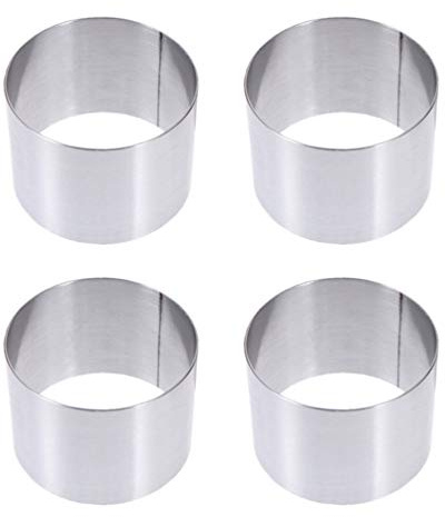 4pcs Mini Cake Ring Set, Stainless Steel Mousse Dessert Mould Round Sushi Tart Mould for Crumpets Mousse Pastry Desserts 5cm