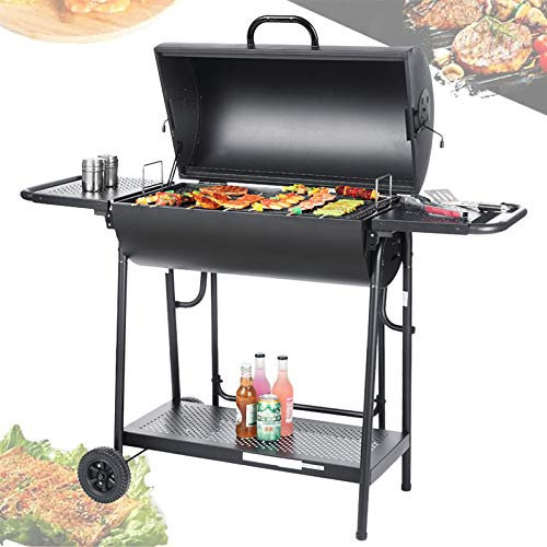 Holzkohlegrill Holzkohle-grillwagen Kohlewanne mit Rädern Standgrill Barbecue Grill für BBBQ Garten Camping Balkon Große Regale Einfache Bewegung Ausreichender Platz,C
