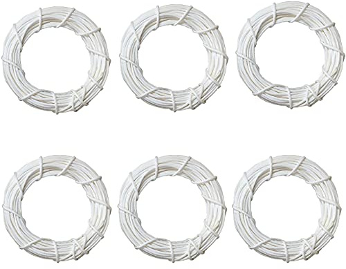 JFBUCF 6Pcs White Rattan Wreath, Christmas Grapevine Wreath, Christmas Rattan Vine Ring, Vine Branch Wreath Hoop for DIY Crafts Front Door Wedding Decor, 4inch