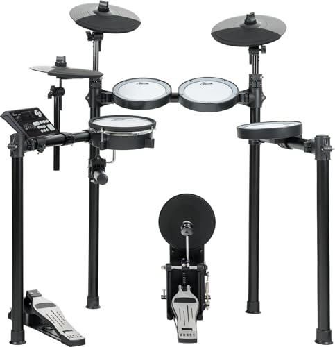 XDrum DD-460P E-Drum Kit, Elektronisches Schlagzeug mit Mesh Heads | 1x 8 Dual-Zone Snarepad, 1x 8 Kickpad, 3x 8 Single-Zone Tompad, 3x 10 Dual-Zone Becken-Pad, Inklusive Rack, 30 User Kits