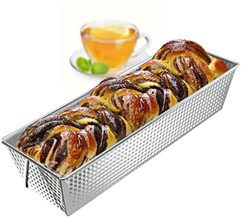 KADAX Cantura da forno rettangolare, forma di scatola in lamiera, forma della torta reale con strato anti -hub, panetteria, stampo per torta, teglia, forma di pane quadrato (35 x 12 cm, argento)