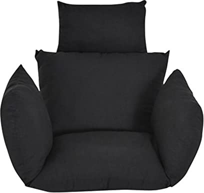 Warmiehomy Swing Chair Cushion, Soft Patio Hanging Chair Cushion Pad with Pillow for Outdoor Indoor Egg Hanging Basket Chair, Seat Cushion Only, Egg Chair Cushion, Black