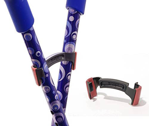 Bridgit - Gehstock- und Krückenhalter mit Hakenclip - Verbinden Sie Ihre Krücken miteinander und verhindern Sie, dass sie herunterfallen - Rot