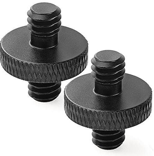 Frgyee Lot de 2 Adaptateurs de Vis Mâles vers 1/4 Mâle vers 1/4 pour Trépied D'appareil Photo, Trépied de Microphone, Trépied de Lumière, Appareil Photo, Support D'épaule, Cage D'appareil Photo (Noir)