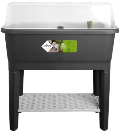 elho Noa Anzucht Tisch - Living Schwarz | L 38.7 x B 78.5 x H 34.2 cm | 100% recyceltes Plastik