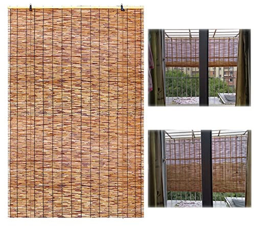 CcacHe Bambus Rollo Für Fenster Bambusrollo Blickdicht 60 90 100 120 160cm Breit Sichtschutz Sonnenschutz Bambus Jalousie Raffrollo Holzrollos Schnurzugrollo Fenster-Rollo Für Terrasse/Garten/Balkon