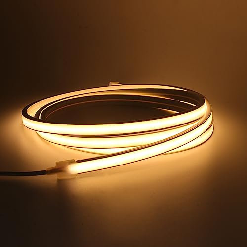 HEGEHE COB Neon LED Streifen, 5V COB LED Streifen Superhell Hohe Dichte, 320LEDs/M, Diffusion Warmweiß Flex LED Schlauch für Heim DIY Festival Dekoration (Warmweiß, 2M)