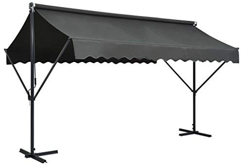 vidaXL Free Standing Awning 400x300 cm, Anthracite - Weather-Resistant, Versatile Outdoor Shade for Patio/Garden, Easy Assembly, Sturdy Steel Frame/Polyester Canopy