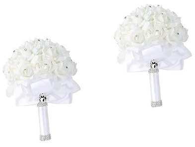 Garneck 2stücke Künstlicher Brautstrauß Mit Seidenrosen Hochzeitsblumen Für Braut Und Brautjungfern Romantische Dekoration Für Und Zuhause