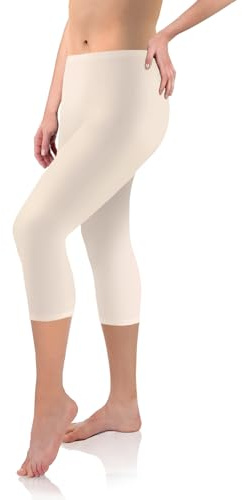 sesto senso Viskose Leggings für Damen 3/4 Lang Mädchen Fitnesshose Sporthose Bunte Yoga XL Beige