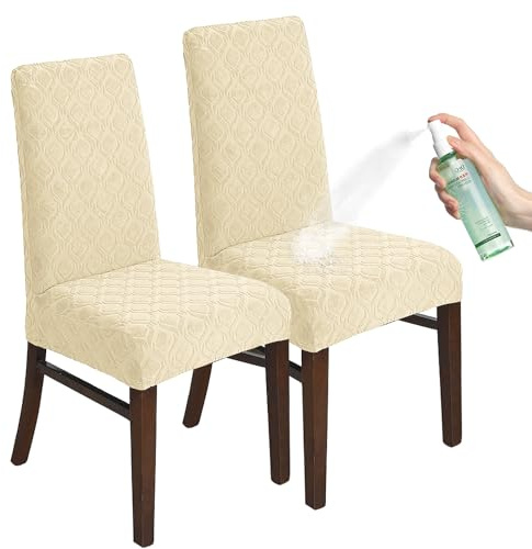 KELUINA Juego de 2 Fundas Elásticas para Sillas de Comedor, Extraíbles Lavables e Impermeables