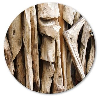 Glücksvilla - rundes Bild: Holz-Details 6 - div. Maße (Echtglas + Acryl 4 mm, Ø 80 cm) aus DE - Deko-Wandbild quer - Holz Wald Baum Ast Zweig Natur Botanik braun beige