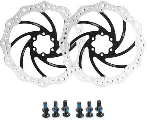 Yongness 2 Stück Fahrrad Bremsscheibe mit 12 Schrauben 140 mm/160 mm/180 mm/203 mm Fahrradbremsscheibenrotor für Citybike, MTB, Rennrad, Fahrradteile (Schwarz, 180mm)