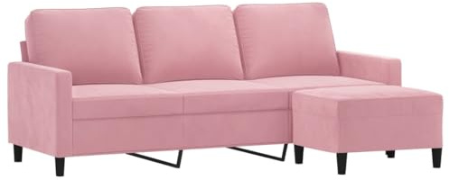 vidaXL Sofa 3 Sitzer, Couch mit Fußhocker, Liegesofa für Wohnzimmer, Polstersofa Sessel Relaxsofa Loungesofa Relaxcouch TV Sofa, Rosa Samt