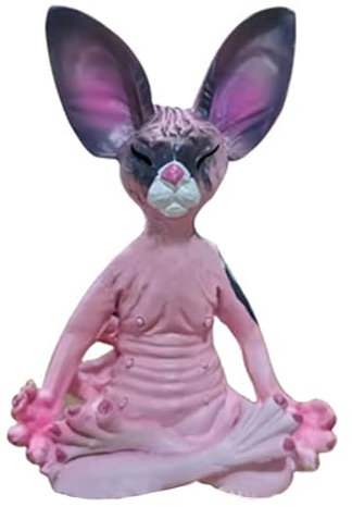 Tuzsocr Sphynx Katzenfiguren, Yoga, Zen-Ornamente, Meditationskatze, Kunstharz-Statue, entspannte Posen, Ornamente, Zen-Katzenskulptur, handgeschnitzte Figur, für Feengarten, Schreibtisch, Zimmer,