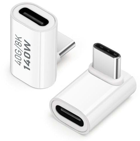 AIYEEN USB-C-Adapter 40 Gbit/s (2 Stück), USB-C-Stecker auf Buchse, 90 Grad rechtwinkliger USB-C-4.0-Typ-C-Adapter, Datenübertragungsanschluss, kompatibel mit iPhone 15, Samsung, MacBook
