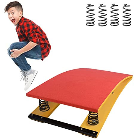 CAFIEDR Gymnastik-Sprungbrett mit 4 Federn, Trainings-Sprungbretter für Kinder/Jugendliche, Heim-Sprunggeräte aus Holz, stabiles und reißfestes Sprungbrett, Belastung 65 kg